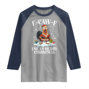 Funny F Caw F Chicken Xmas Raglan Shirt F Caw F I Mean Merry Christmas TS11 Sport Gray Navy Print Your Wear