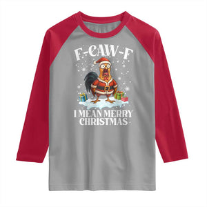 Funny F Caw F Chicken Xmas Raglan Shirt F Caw F I Mean Merry Christmas TS11 Sport Gray Red Print Your Wear