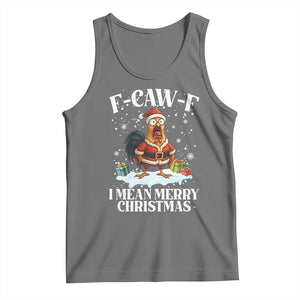 Funny F Caw F Chicken Xmas Tank Top F Caw F I Mean Merry Christmas TS11 Black Heather Print Your Wear