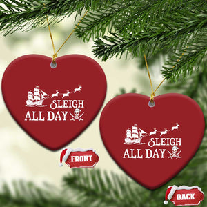 Funny Xmas Pirate Christmas Ornament Sleigh All Day Pirate Skull Ship TS11 Heart Red Print Your Wear
