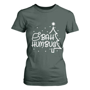 Funny Bah Humbug Christmas T Shirt For Women Santa Hat Xmas Tree TS11 Dark Forest Green Print Your Wear