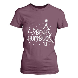 Funny Bah Humbug Christmas T Shirt For Women Santa Hat Xmas Tree TS11 Maroon Print Your Wear