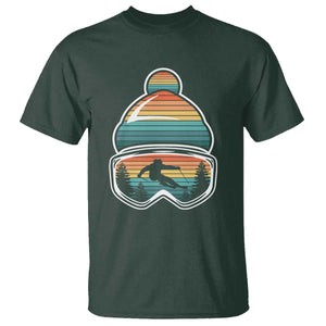 Skiing Mountain Retro Ski Goggles Winter Sport T Shirt TS11 Dark Forest Green Print Your Wear