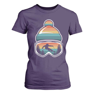 Skiing Mountain Retro Ski Goggles Winter Sport T Shirt For Women TS11 Purple Print Your Wear