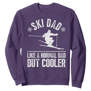 Funny Skiing Father's Day Sweatshirt Ski Dad Like A Normal Dad But Cooler TS11 Purple Print Your Wear