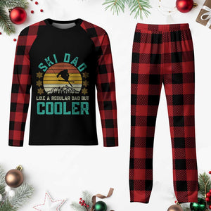 Funny Retro Skiing Father's Day Plaid Pajama Set Ski Dad Like A Normal Dad But Cooler TS11 Buffalo Plaid Print Your Wear