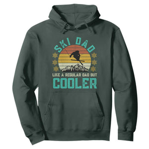 Funny Retro Skiing Father's Day Hoodie Ski Dad Like A Normal Dad But Cooler TS11 Dark Forest Green Print Your Wear