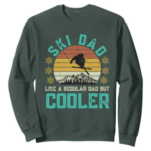 Funny Retro Skiing Father's Day Sweatshirt Ski Dad Like A Normal Dad But Cooler TS11 Dark Forest Green Print Your Wear