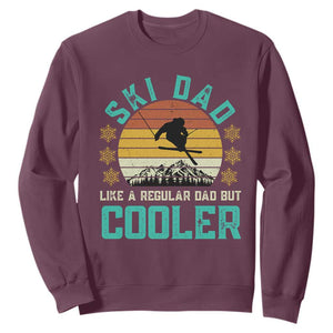 Funny Retro Skiing Father's Day Sweatshirt Ski Dad Like A Normal Dad But Cooler TS11 Maroon Print Your Wear