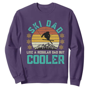 Funny Retro Skiing Father's Day Sweatshirt Ski Dad Like A Normal Dad But Cooler TS11 Purple Print Your Wear