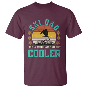 Funny Retro Skiing Father's Day T Shirt Ski Dad Like A Normal Dad But Cooler TS11 Maroon Print Your Wear