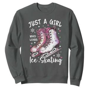 Figure Ice Skater Sweatshirt Just A Girl Who Loves Ice Skating TS11 Dark Heather Print Your Wear