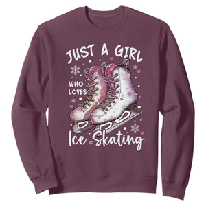 Figure Ice Skater Sweatshirt Just A Girl Who Loves Ice Skating TS11 Maroon Print Your Wear
