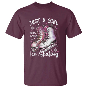 Figure Ice Skater T Shirt Just A Girl Who Loves Ice Skating TS11 Maroon Print Your Wear