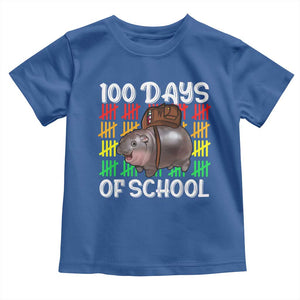 Funny Moo Deng 100 Days Of School Toddler T Shirt TS11 Royal Blue Print Your Wear