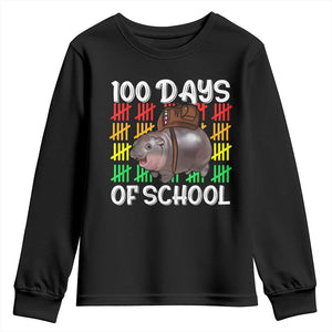 Funny Moo Deng 100 Days Of School Youth Sweatshirt TS11 Black Print Your Wear