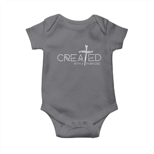 Created With A Purpose Baby Onesie Christian Faith Cross TS11 Charcoal Print Your Wear