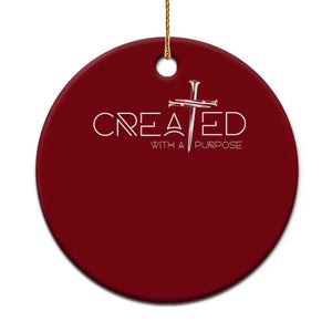 Created With A Purpose Ceramic Ornament Christian Faith Cross TS11 1pc Red Print Your Wear