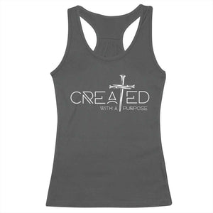 Created With A Purpose Racerback Tank Top Christian Faith Cross TS11 Dark Heather Print Your Wear