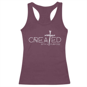 Created With A Purpose Racerback Tank Top Christian Faith Cross TS11 Maroon Print Your Wear