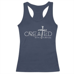 Created With A Purpose Racerback Tank Top Christian Faith Cross TS11 Navy Print Your Wear