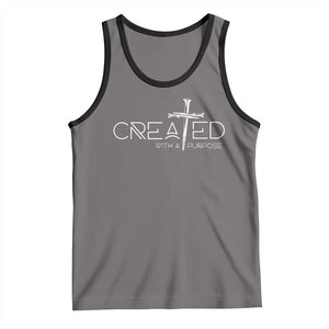 Created With A Purpose Tank Top Christian Faith Cross TS11 Deep Heather Black Print Your Wear
