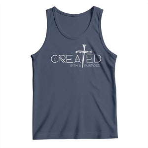 Created With A Purpose Tank Top Christian Faith Cross TS11 Navy Print Your Wear