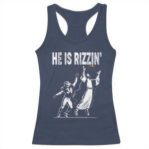 Funny Jesus American Football He Is Rizzin' Racerback Tank Top TS11 Navy Print Your Wear
