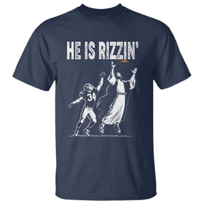 Funny Jesus American Football He Is Rizzin' T Shirt TS11 Navy Print Your Wear