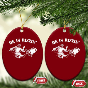 Funny Jesus American Football He Is Rizzin' Meme Ceramic Ornament TS11 Print Your Wear