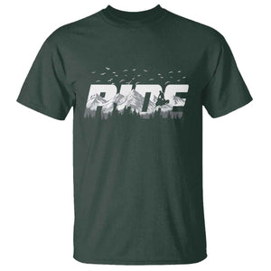 Snowmobile Ride Motor Sled Racing Winter Mountain Sports Fan T Shirt TS11 Dark Forest Green Print Your Wear
