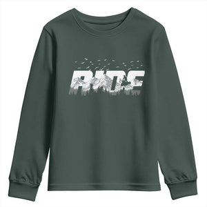 Snowmobile Ride Motor Sled Racing Winter Mountain Sports Fan Youth Sweatshirt TS11 Dark Forest Green Print Your Wear