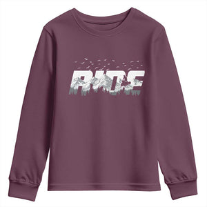 Snowmobile Ride Motor Sled Racing Winter Mountain Sports Fan Youth Sweatshirt TS11 Maroon Print Your Wear