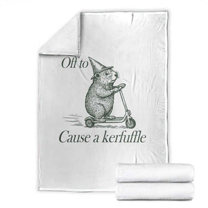 Off To Cause A Kerfuffle Throw Blanket Funny Groundhog Scooter Chaos TS11 White Print Your Wear