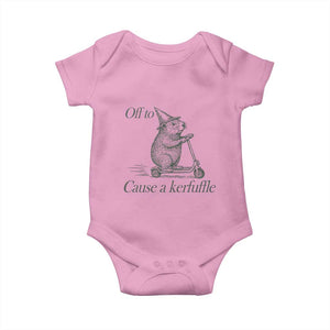 Off To Cause A Kerfuffle Baby Onesie Funny Groundhog Scooter Chaos TS11 Light Pink Print Your Wear