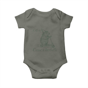 Off To Cause A Kerfuffle Baby Onesie Funny Groundhog Scooter Chaos TS11 Military Green Print Your Wear