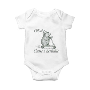 Off To Cause A Kerfuffle Baby Onesie Funny Groundhog Scooter Chaos TS11 White Print Your Wear