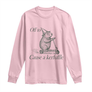 Off To Cause A Kerfuffle Long Sleeve Shirt Funny Groundhog Scooter Chaos TS11 Light Pink Print Your Wear
