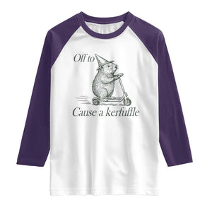 Off To Cause A Kerfuffle Raglan Shirt Funny Groundhog Scooter Chaos TS11 White Purple Print Your Wear