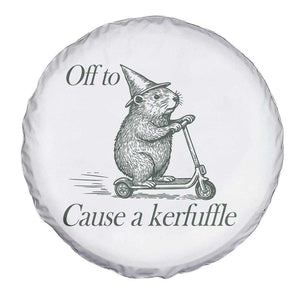 Off To Cause A Kerfuffle Spare Tire Cover Funny Groundhog Scooter Chaos TS11 Print Your Wear