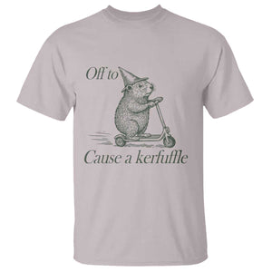 Off To Cause A Kerfuffle T Shirt Funny Groundhog Scooter Chaos TS11 Ice Gray Print Your Wear