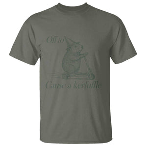 Off To Cause A Kerfuffle T Shirt Funny Groundhog Scooter Chaos TS11 Military Green Print Your Wear