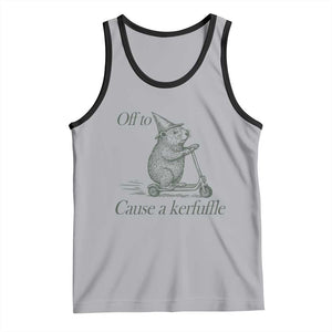 Off To Cause A Kerfuffle Tank Top Funny Groundhog Scooter Chaos TS11 Athletic Heather Black Print Your Wear