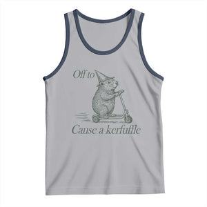Off To Cause A Kerfuffle Tank Top Funny Groundhog Scooter Chaos TS11 Athletic Heather Navy Print Your Wear