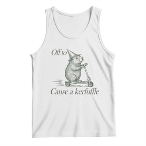 Off To Cause A Kerfuffle Tank Top Funny Groundhog Scooter Chaos TS11 White Print Your Wear