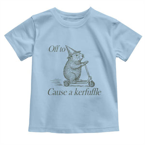 Off To Cause A Kerfuffle Toddler T Shirt Funny Groundhog Scooter Chaos TS11 Light Blue Print Your Wear