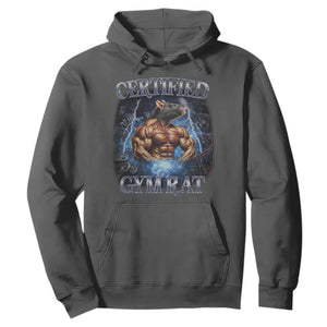 Funny Certified Gym Rat Hoodie Fitness Bodybuilding Gym Lovers Meme TS11 Dark Heather Print Your Wear