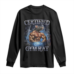 Funny Certified Gym Rat Long Sleeve Shirt Fitness Bodybuilding Gym Lovers Meme TS11 Black Print Your Wear