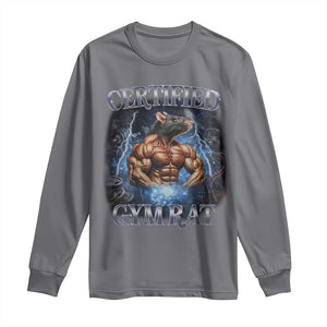 Funny Certified Gym Rat Long Sleeve Shirt Fitness Bodybuilding Gym Lovers Meme TS11 Charcoal Print Your Wear