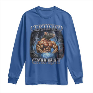 Funny Certified Gym Rat Long Sleeve Shirt Fitness Bodybuilding Gym Lovers Meme TS11 Royal Blue Print Your Wear